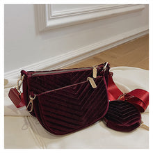 Load image into Gallery viewer, Fashion velvet embroidery diagonal bag three-piece set(AB2058)