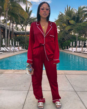 Load image into Gallery viewer, Imitation silk long-sleeved ice silk cardigan suit(AY1384)