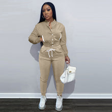 Load image into Gallery viewer, Solid color jacket plus fleece sweater suit(AY1518)