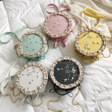 Load image into Gallery viewer, Lace flower chain shoulder small round bag AB2030