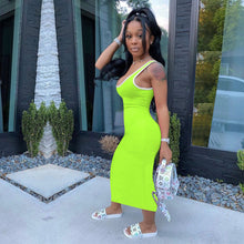 Load image into Gallery viewer, Solid color stitching vest dress AY1012