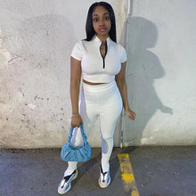 Load image into Gallery viewer, Leisure Sports Solid Color Rib Pit Two Piece Set(AY1670)