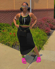 Load image into Gallery viewer, Fashion Letter Contrast Color Sling Pack Hip Skirt Two Piece Set(AY1767)