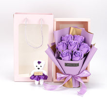 Load image into Gallery viewer, Valentine's Day 7 soap flower rose bouquet bear gift box(AE4086)