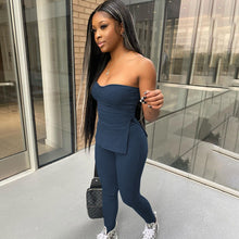 Load image into Gallery viewer, One-shoulder split high waist suit AY1156