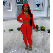 Load image into Gallery viewer, Autumn new solid color hooded zipper leisure two-piece suit(AY1249)