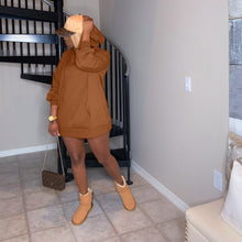 Load image into Gallery viewer, Hooded plus fleece sweater dress(AY1656)