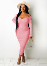 Load image into Gallery viewer, Slim sexy big V-neck off-the-shoulder dress(AY1487)