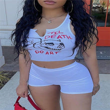 Load image into Gallery viewer, Skull print V-neck tank top two piece set AY1965