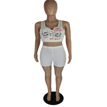 Load image into Gallery viewer, Skull print V-neck tank top two piece set AY1965