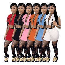 Load image into Gallery viewer, Fashion Sleeveless zipper jacket Shorts Set AY1920
