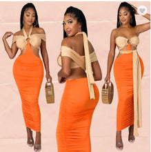 Load image into Gallery viewer, Skinny Strapless color matching sexy dress AY2019