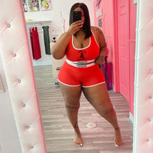 Load image into Gallery viewer, Plus size letter printing two-piece suit