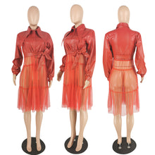 Load image into Gallery viewer, PU mesh stitching windbreaker jacket(AY1555)