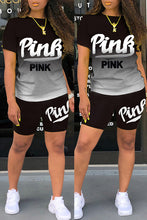 Load image into Gallery viewer, Letter gradient short sleeve shorts suit AY1161