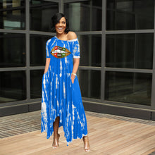 Load image into Gallery viewer, Slit half-length tie-dye wide-neck dress AY1131