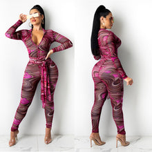Load image into Gallery viewer, Printed net yarn jumpsuit AY1215