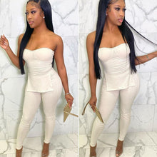 Load image into Gallery viewer, One-shoulder split high waist suit AY1156