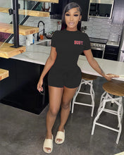 Load image into Gallery viewer, Fashion Solid Color Letter Print Short Suit(AY1758)