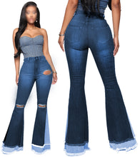 Load image into Gallery viewer, Hot selling color block slim stretch flared pants