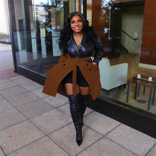 Load image into Gallery viewer, PU stitching long windbreaker jacket(AY1632)