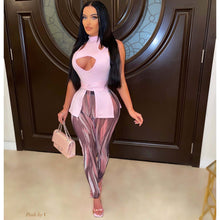 Load image into Gallery viewer, Sexy Cutout Top Print Trousers Two Piece Set(AY1797)