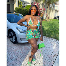 Load image into Gallery viewer, Printed Swimwear Hot Pants Shorts Three Piece Set(AY1852)