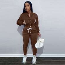 Load image into Gallery viewer, Solid color jacket plus fleece sweater suit(AY1518)