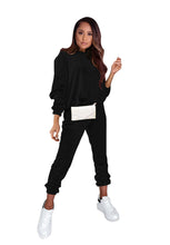Load image into Gallery viewer, Solid color velvet round neck long sleeve trousers suit
