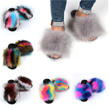 Load image into Gallery viewer, New style ladies colorful plush slippers(HPSD109)