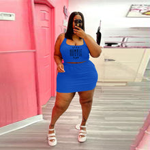 Load image into Gallery viewer, Plus size letter print casual skirt suit AY1140