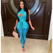 Load image into Gallery viewer, Sexy Cutout Top Print Trousers Two Piece Set(AY1797)