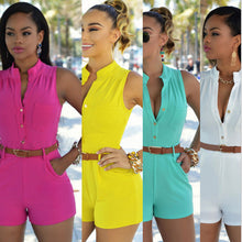 Load image into Gallery viewer, High waist single breasted jumpsuit with belt AY1149