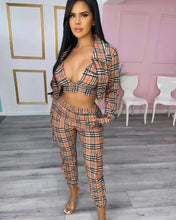 Load image into Gallery viewer, Plaid sling coat pants suit(AY1630)