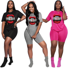 Load image into Gallery viewer, Fashion Solid Color Printed Short Sleeve Casual Suit(AY1958)