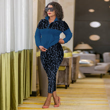 Load image into Gallery viewer, Women's leopard print stitching sports and leisure trousers two-piece suit
