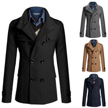 Load image into Gallery viewer, Hot selling men's stand-collar woolen coat jacket