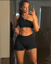 Load image into Gallery viewer, New one-shoulder small pit strip two-piece set AY1037