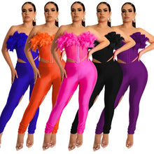 Load image into Gallery viewer, Sexy feather tube top two piece set(AY1970)