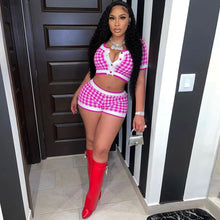 Load image into Gallery viewer, Plaid breasted cardigan two piece set AY1929