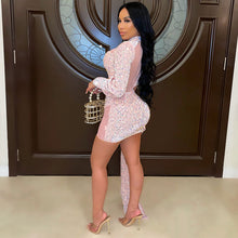 Load image into Gallery viewer, Sexy mesh sequined tight-fitting hip dress(AY1585)