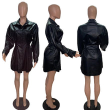 Load image into Gallery viewer, Pleated waist PU windbreaker jacket(AY1468)