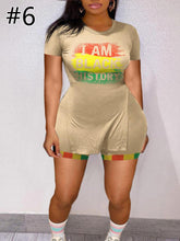 Load image into Gallery viewer, Casual Letter Print Short Sleeve Top Shorts Set(AY1828)