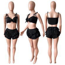 Load image into Gallery viewer, Ruffle wrap chest tie strap two piece set AY1927