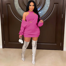 Load image into Gallery viewer, Big V-neck sweater dress + vest two-piece suit(AY1492)