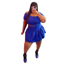 Load image into Gallery viewer, Fashion solid color pleated skirt two-piece set(AY1817)