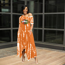 Load image into Gallery viewer, Slit half-length tie-dye wide-neck dress AY1131