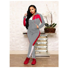 Load image into Gallery viewer, Stitching hooded casual two-piece set(AY1629)