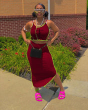 Load image into Gallery viewer, Fashion Letter Contrast Color Sling Pack Hip Skirt Two Piece Set(AY1767)