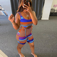 Load image into Gallery viewer, Fashion stripe lace up dress AY1886